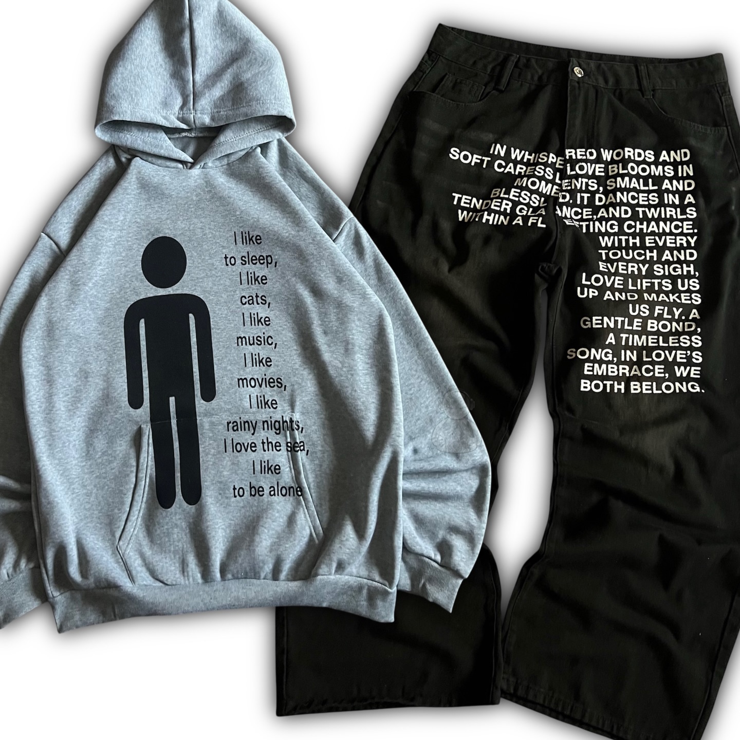 Streetwear Zipper - Amerikaanse patroonletter jeans Y2K heren hoodies