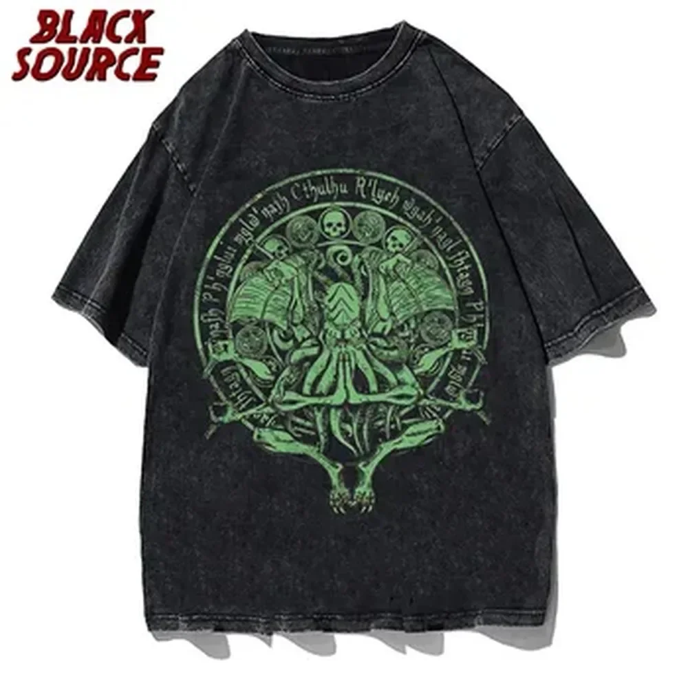 Streetwear Brand England - Grote en lange maat groene Cthulhu