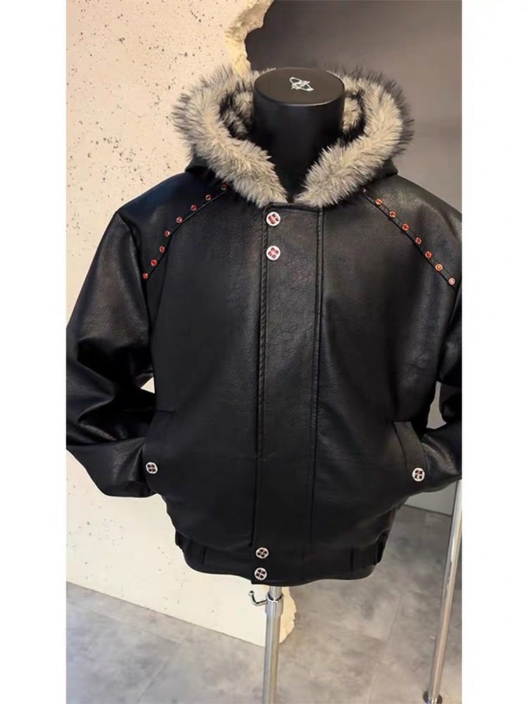 Urban Streetwear Brand - Bontkraag Natuurlijk met knoopjassen Heren Fleece