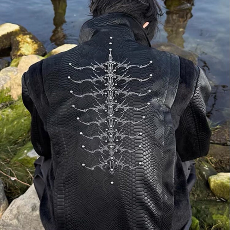 Heren jas met zwarte slangmoti - Streetwear Zipper recensie en prijs
