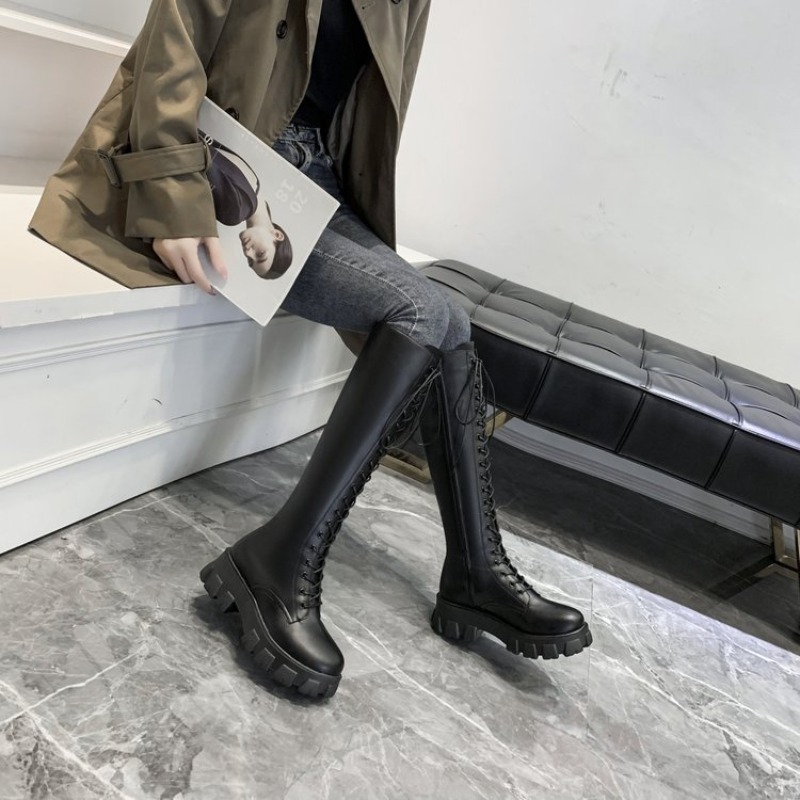 Dames kniehoge laarzen met vet - Streetwear Zipper recensie en prijs