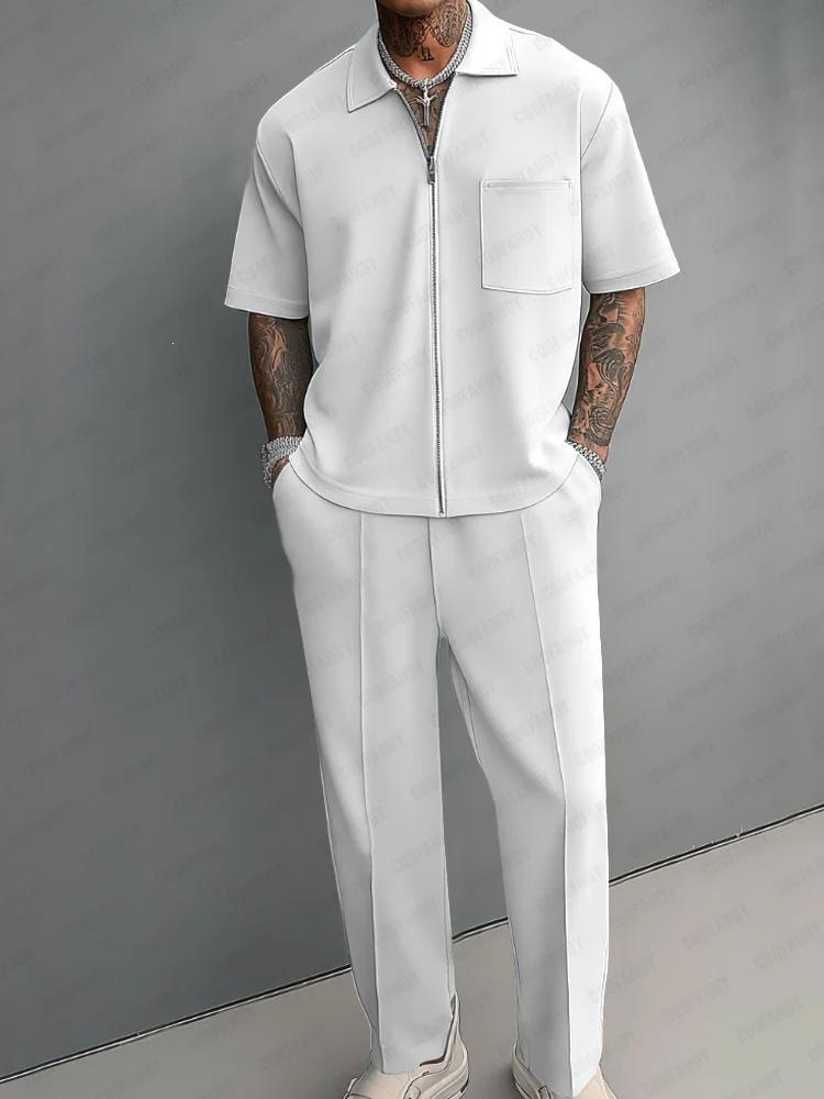 Heren 2-delige outfit, half-ri - Streetwear Zipper recensie en prijs