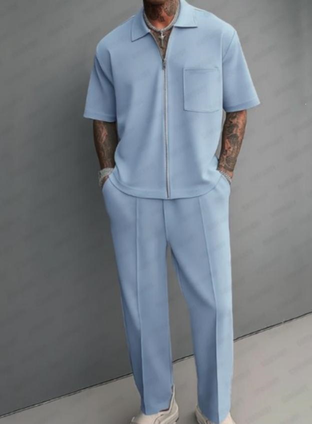 Heren 2-delige outfit, half-ri - Streetwear Zipper recensie en prijs